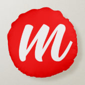 紅白書道モノグラムイニシャル文字 ラウンドクッション (裏面)