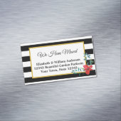 紅白紅白紅花を移ストライプのした マグネット名刺 (インサイチュ)