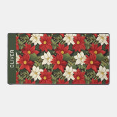紅白緑のポインセチア花パターン名 デスクマット (正面)