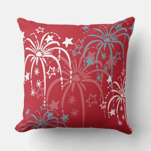 紅白花火・青花火7月枕4日 クッション (正面)