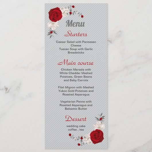 紅白花葉銀結婚の メニュー (正面)