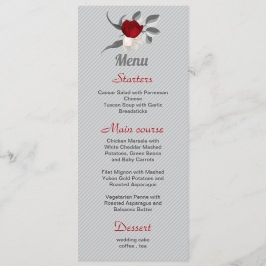 紅白花葉銀結婚の メニュー (正面)