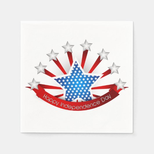 紅白青の独立記念日 スタンダードカクテルナプキン (正面)