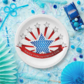 紅白青の独立記念日 ペーパープレート (パーティー)