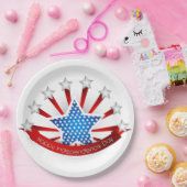 紅白青の独立記念日 ペーパープレート (パーティー)