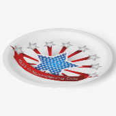 紅白青の独立記念日 ペーパープレート (アングル)