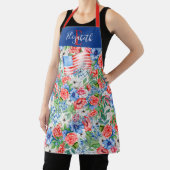 紅白青の花7月4日モノグラム エプロン (インサイチュ)