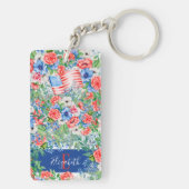 紅白青の花7月4日モノグラム キーホルダー (裏面)