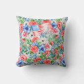 紅白青の花7月4日 クッション (正面)