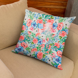 紅白青の花7月4日 クッション