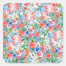 紅白青の花7月4日 スクエアシール