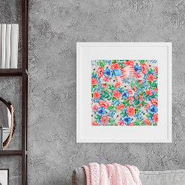 紅白青の花7月4日 ポスター