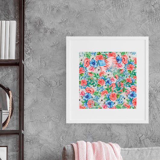 紅白青の花7月4日 ポスター