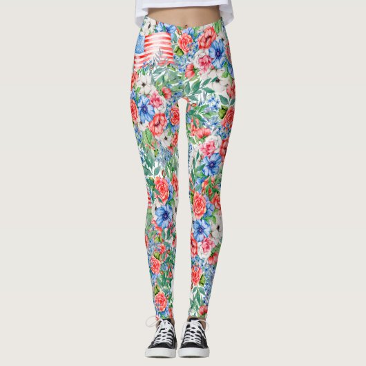 紅白青の花7月4日 レギンス (正面)