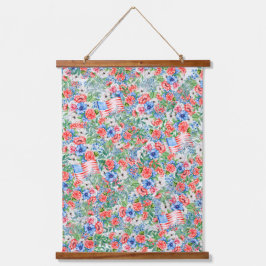 紅白青の花7月4日 吊り下げ型タペストリー