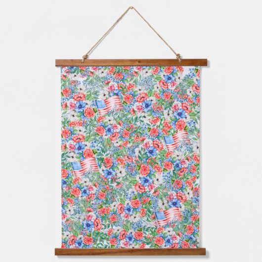 紅白青の花7月4日 吊り下げ型タペストリー (正面)