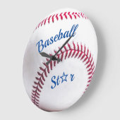 紅白青の野球写真スポーツ ラージ壁時計 (傾斜)