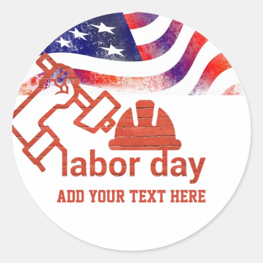 紅白青アメリカ国旗の労働日 ラウンドシール (正面)