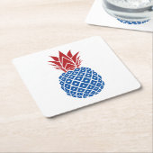紅白青パイナップル スクエアペーパーコースター (アングル)