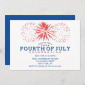 紅白青ヴィンテージ花火7月4日 招待状 (正面/裏面)