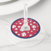 紅白青野球 ワイングラスタグ (クローズアップ)