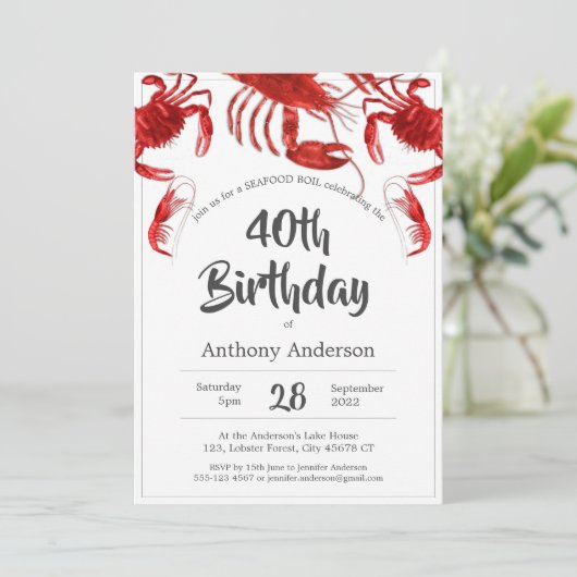 紅白魚介類の沸騰カスタム誕生日パーティー 招待状 (スタンド正面)