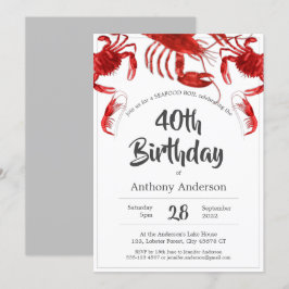 紅白魚介類の沸騰カスタム誕生日パーティー 招待状