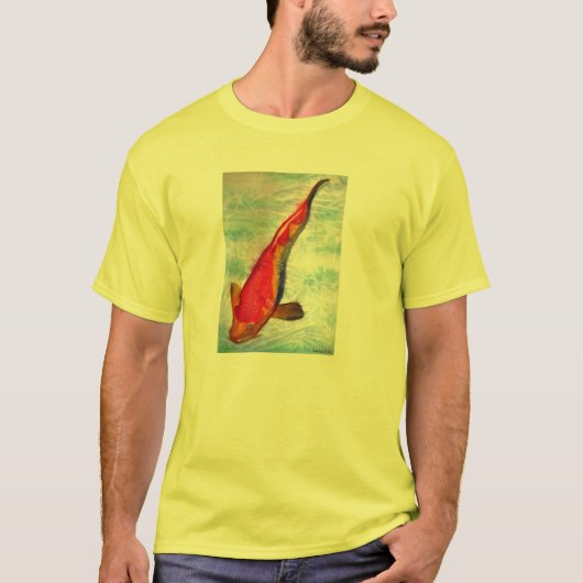 紅白鯉の日本画 水彩芸術 Tシャツ (正面)