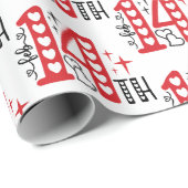 紅白黒二月14日ワードアート ラッピングペーパー (ロールコーナー)