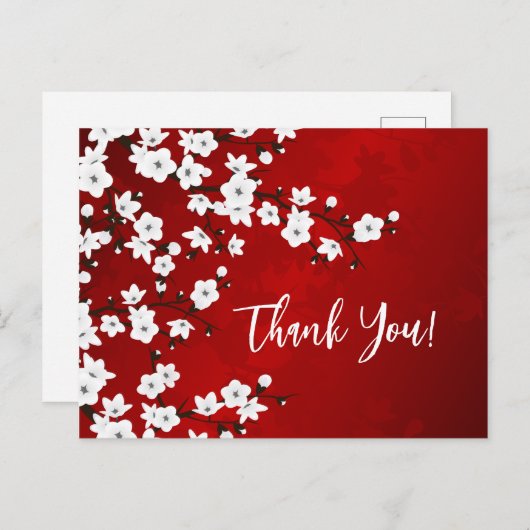 紅白黒花さくらんぼありがとう ポストカード (正面/裏面)