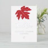 紅秋メープルリーフ結婚のサンキューシルバー 箔招待状 (立ち正面)