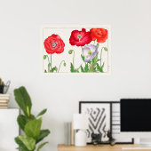 紅紫のポピーの花タニガミ湖南。 ポスター (ホームオフィス)