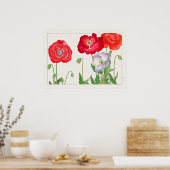 紅紫のポピーの花タニガミ湖南。 ポスター (キッチン)