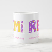 紅紫の花の星を指すレミの女の子の名前 ジャンボコーヒーマグカップ (正面)