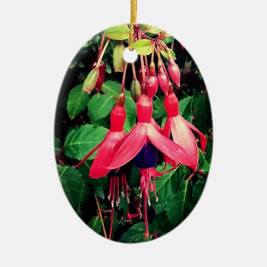 紅紫色の花 セラミックオーナメント (正面)