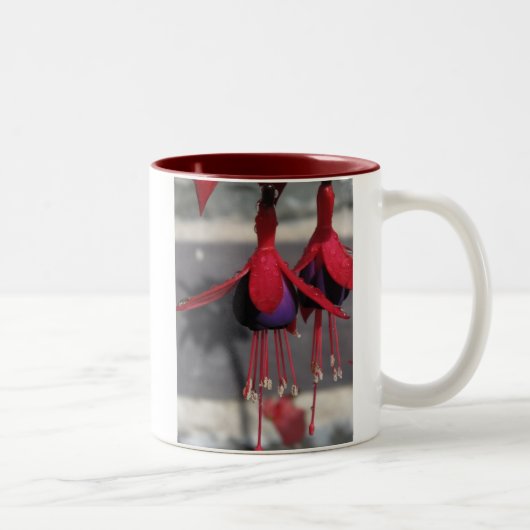 紅紫色の雨滴花 ツートーンマグカップ (右)