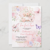 紅紫茶パーティー蝶2羽の茶 招待状 (正面)