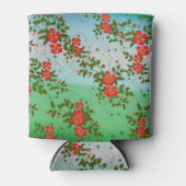 紅緑花文様 缶クーラー (正面)