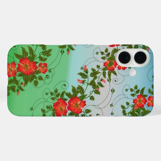 紅緑花文様 Case-Mate iPhoneケース (裏面 (横))