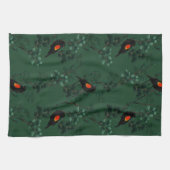 紅翼のブラックバードパターン キッチンタオル (横)