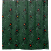 紅翼のブラックバードパターン シャワーカーテン (正面)