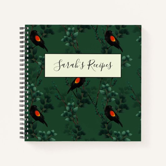 紅翼のブラックバードパターン ノートブック (正面)