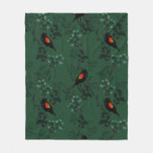 紅翼のブラックバードパターン フリースブランケット (正面)