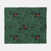 紅翼のブラックバードパターン フリースブランケット (正面(横))