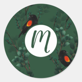 紅翼のブラックバードパターン ラウンドシール
