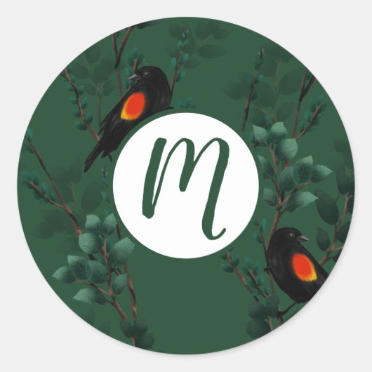 紅翼のブラックバードパターン ラウンドシール (正面)