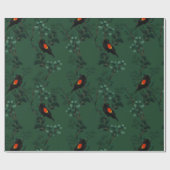 紅翼のブラックバードパターン ラッピングペーパー (フラット)