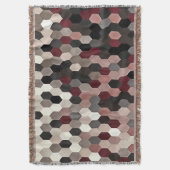 紅色とブルゴーニュ色の六角パターン スローブランケット (正面縦)