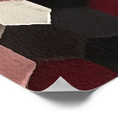 紅色とブルゴーニュ色の六角パターン ポスター (角)