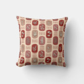 紅色とベージュの秋の植物イラスト クッション (正面)